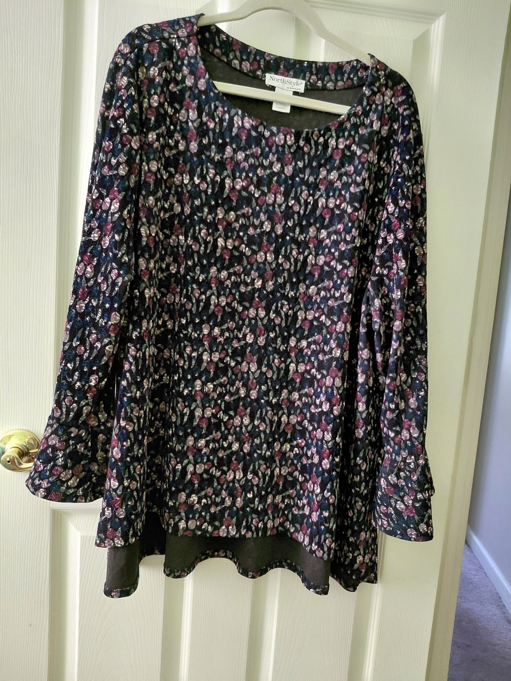 NorthStyle Navy Floral Long-Sleeve Tunic with Pink & Purple Accents